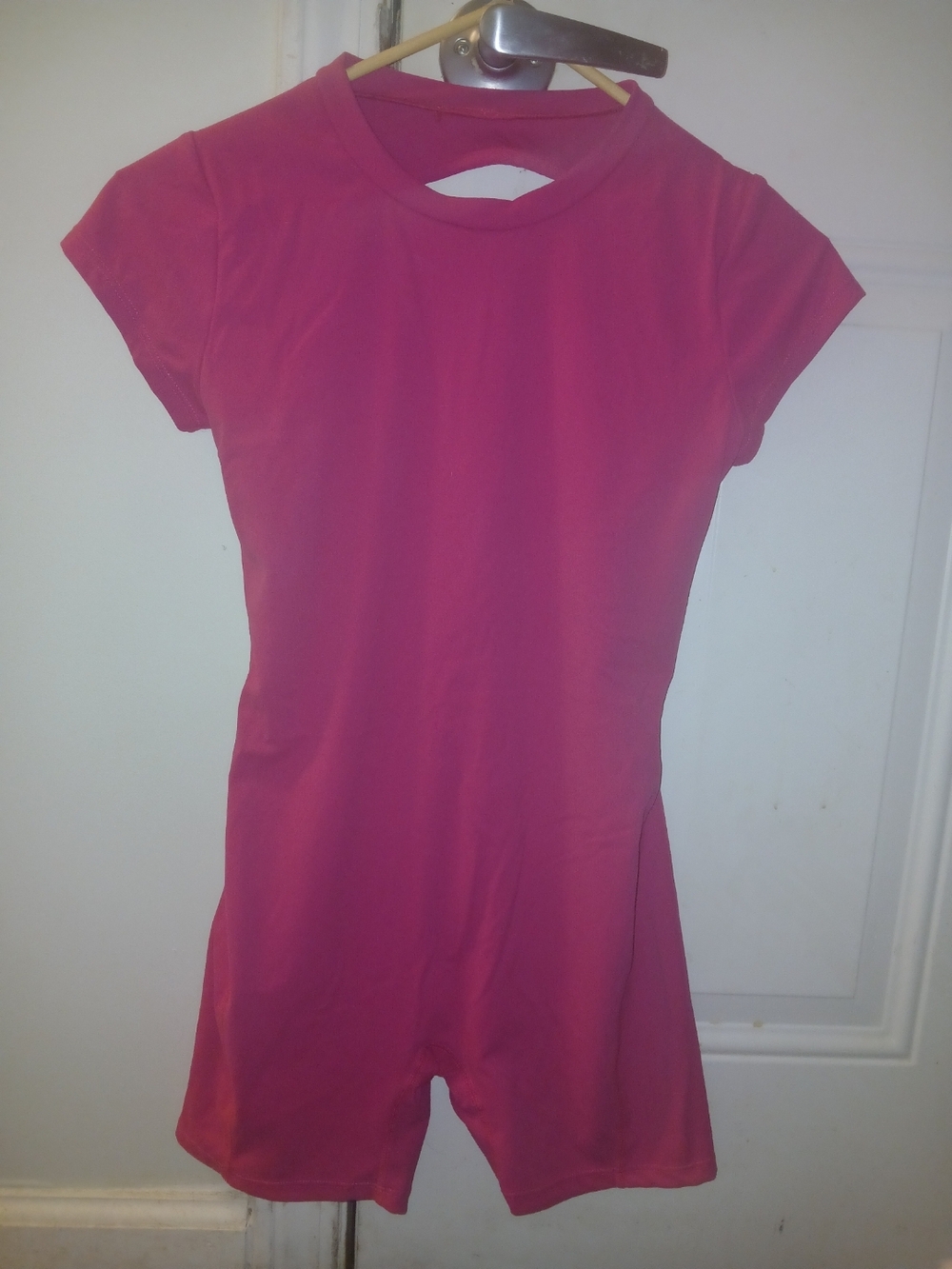 Peacheebum Hot Pink Short Sleeve Romper/Playlist With Open Back